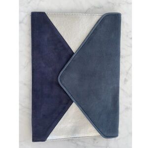 Sezane Blue and Silver Clutch